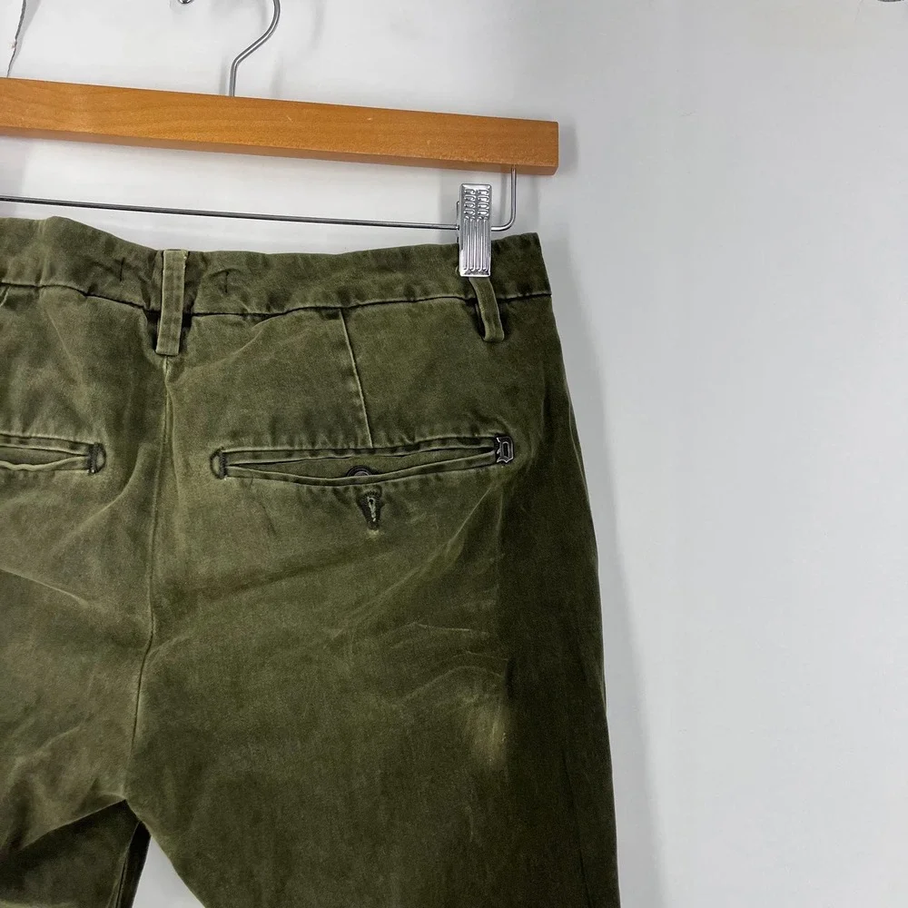 Dondup Gaubert Mens Olive Green Slim‎ Fit Velvet Corduroy Trousers Italy